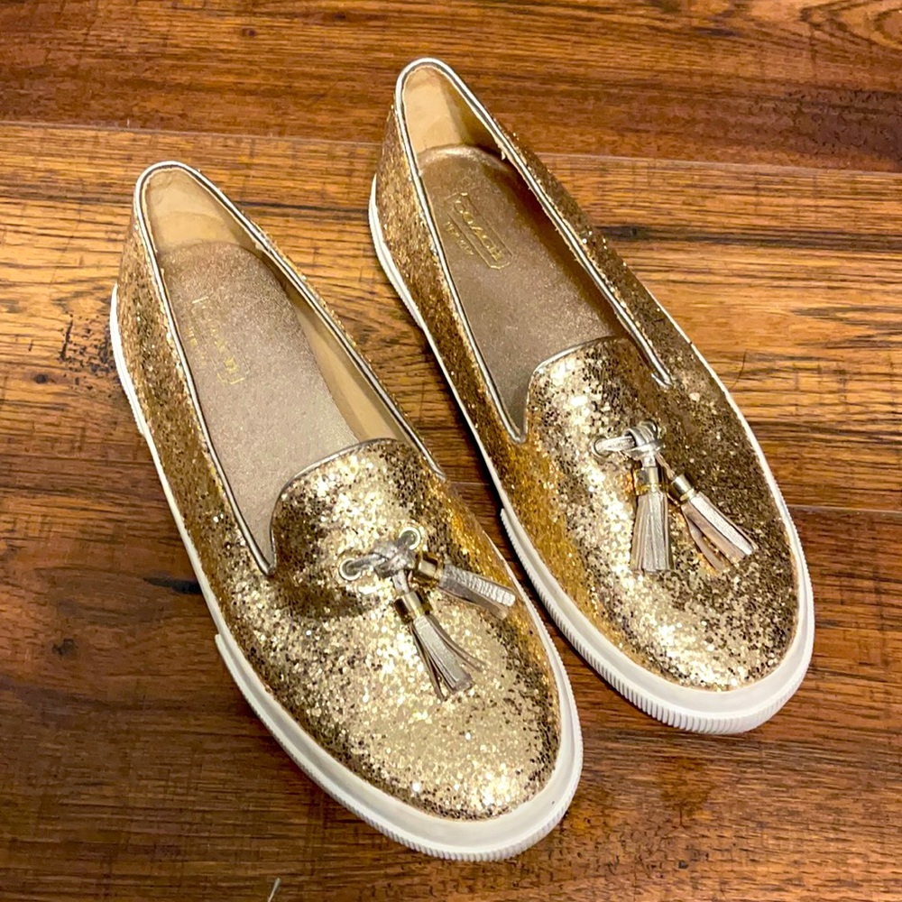 Coach gold sparkling shoes